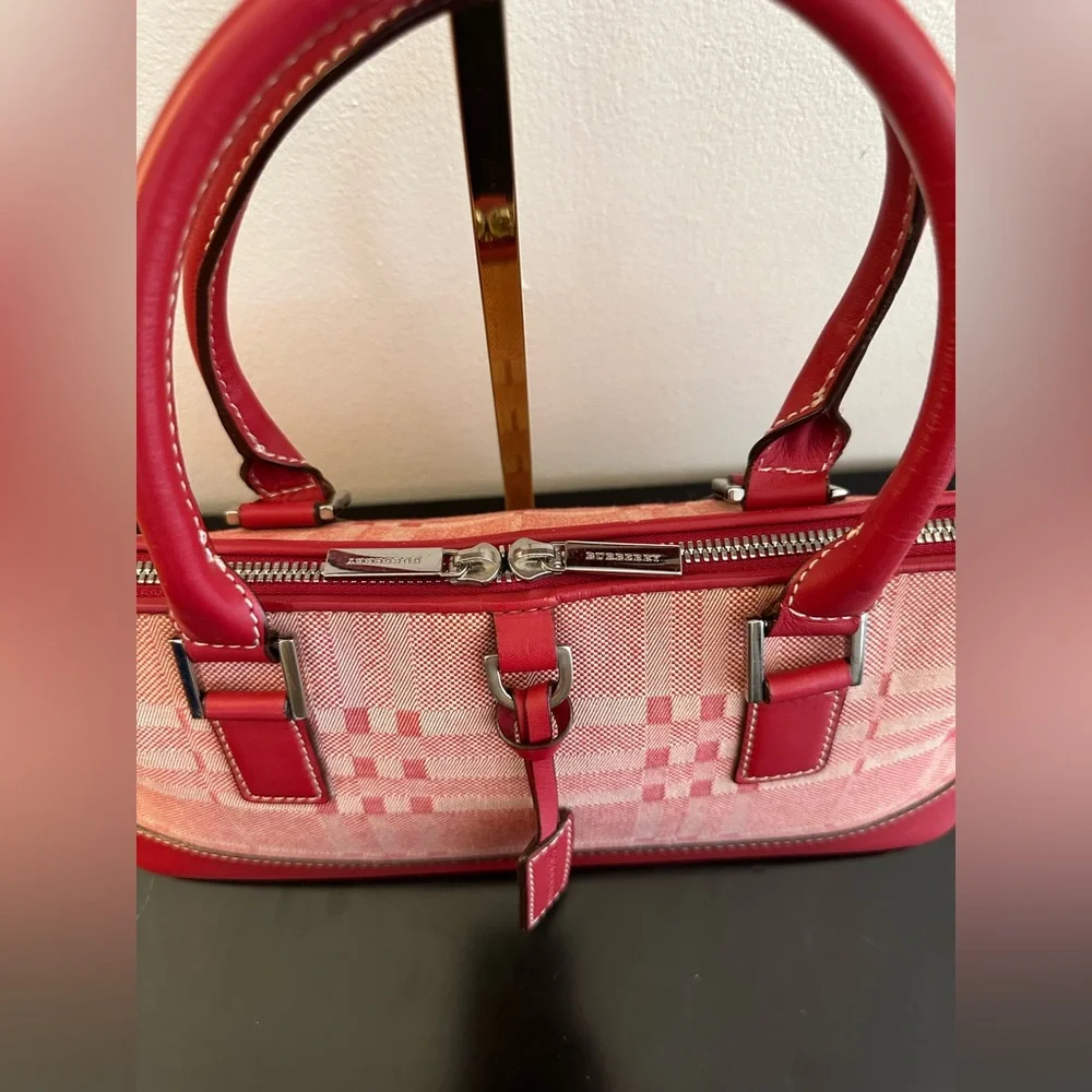 Burberry Red Nova Canvas and Leather Handbag - Picture 2 of 8